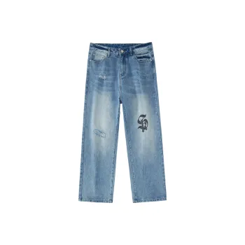 SandKnit Ripped Pants Jeans Unisex Light Blue