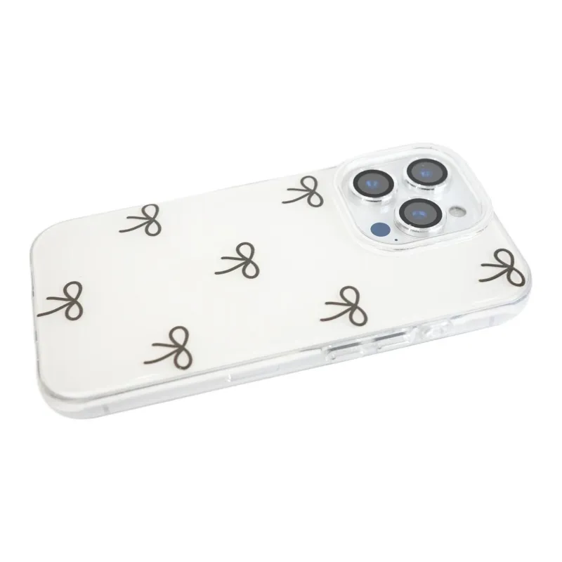 Sopi Acrylic Material Double Layer Line Bowknot Phone Cases Compatible With IPhone 16/15 Pro Max/Apple 13/14 Pro/Max-7