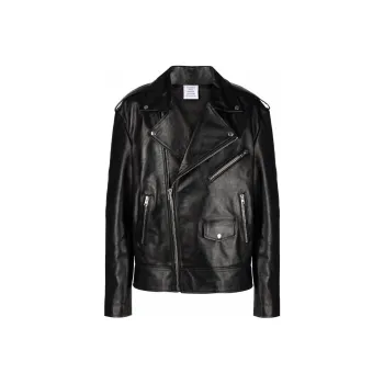 Vetements ZIp Up Long Sleeved Leather Jacket