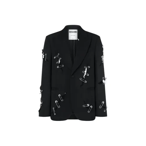 MOSCHINO Safety Pins Grain De Poudre Wool Jacket Jackets Coats Men's Black