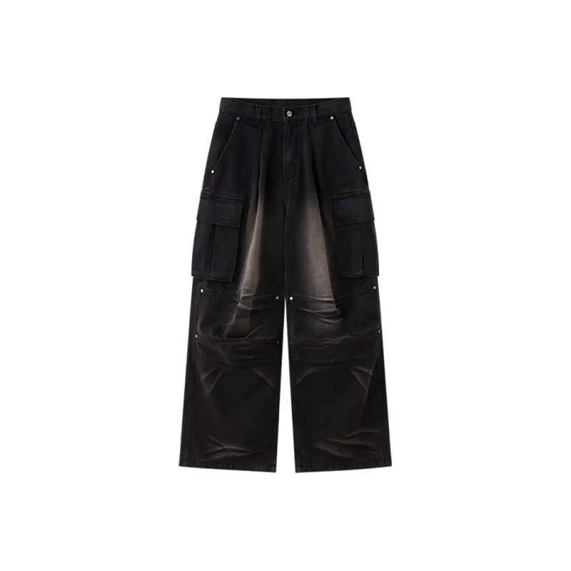 LOVE ME LATER American Vintage Multi Pocket Jeans Unisex Black-0