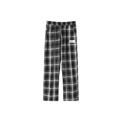 BIRDTALK Casual Pants Unisex Black White Plaid