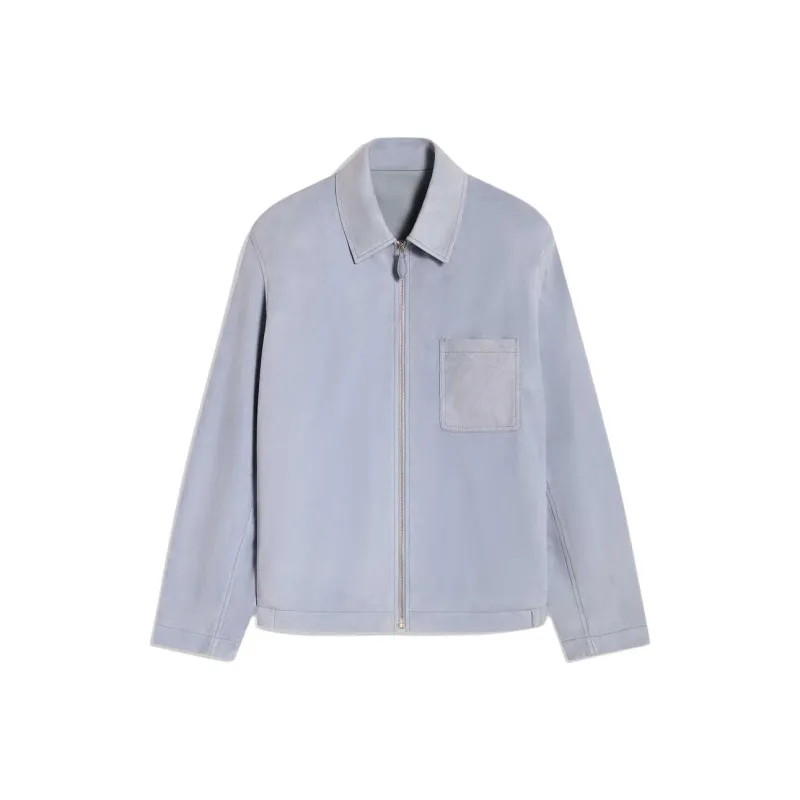 BERLUTI SS24 Leather Jacket Men's Light Blue-0