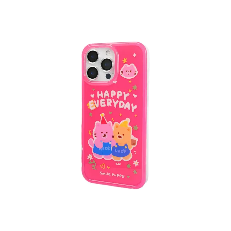 Sopi Acrylic Material Pink Kitten Yellow Bear Phone Cases Compatible With IPhone 16/15 Pro Max/Apple 13/14 Pro/Max-2