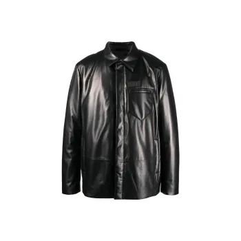 Valentino Leather Jackets Men Black