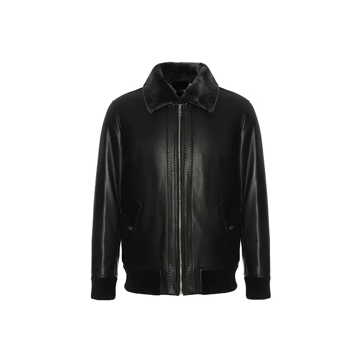 DAVID NAMAN Leather Jackets Men Black-0