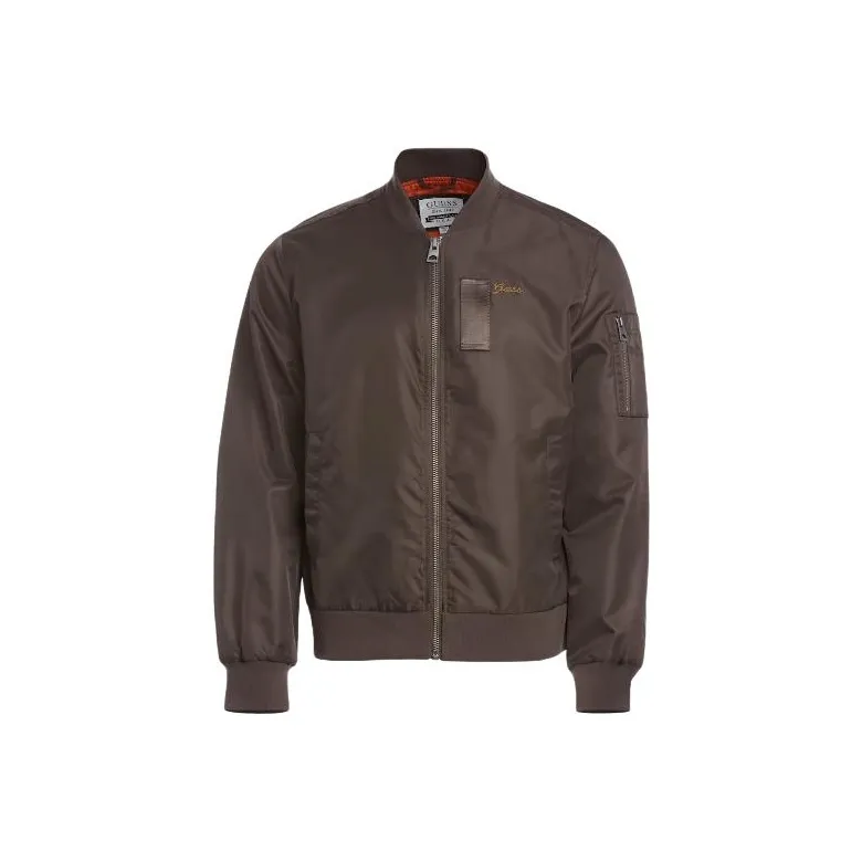 GUESS Nylon Flight Jacket Jackets Coats Men's Brown-0
