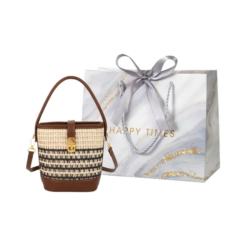 Miss Angel Straw Woven Crossbody One Shoulder Handbag Women's Khaki/Black/Green