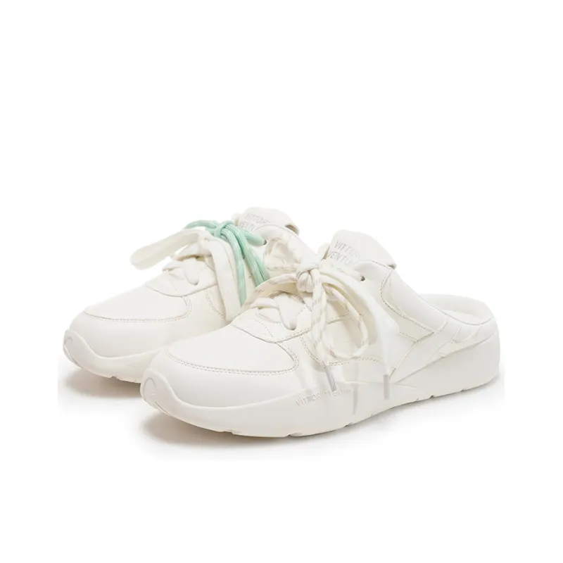 VITTORIO VENTURA German Army Style Low Top Casual Slippers Women's White-2