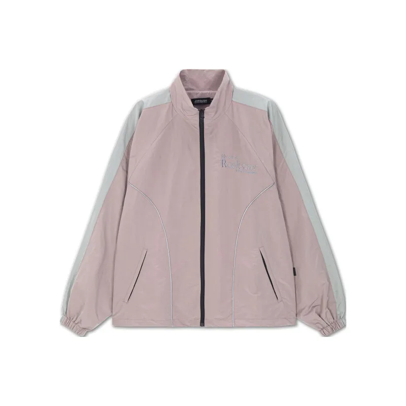 JOEGUSH My Cat Is Rockstar Nylon Track Jacket Jackets Coats Unisex Baby Pink/Light Pink-0
