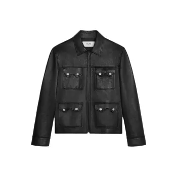 CELINE Straight Blouson Jacket In Soft Lambskin