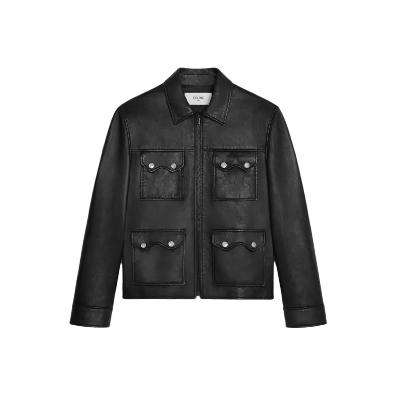 CELINE Straight Blouson Jacket In Soft Lambskin-0