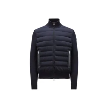 Moncler Padded Corduroy Collection SS24 Padded Cotton Zip Up Cardigan Down Jacket Men's Blue