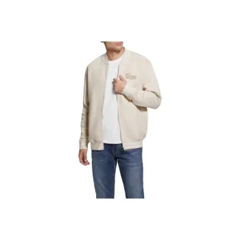 GUESS Eco Embroidered Flight Jacket Jackets Coats Men's White
