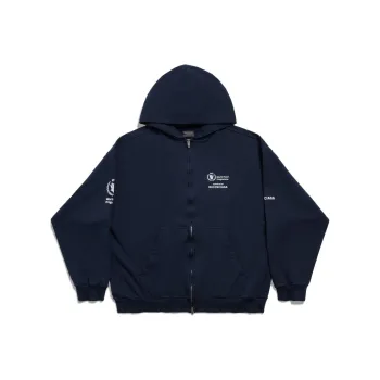 Balenciaga WFP Zip Up Medium Fit In Archetype Fleece Jackets Coats Regular Fit Unisex Dark Blue
