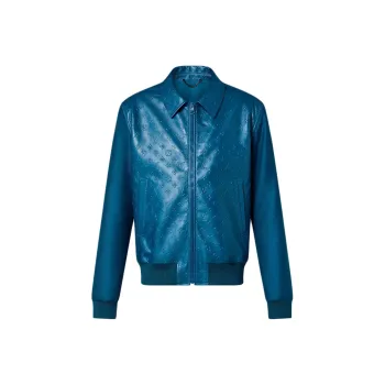 LOUIS VUITTON Leather Jacket Men's Sea Blue