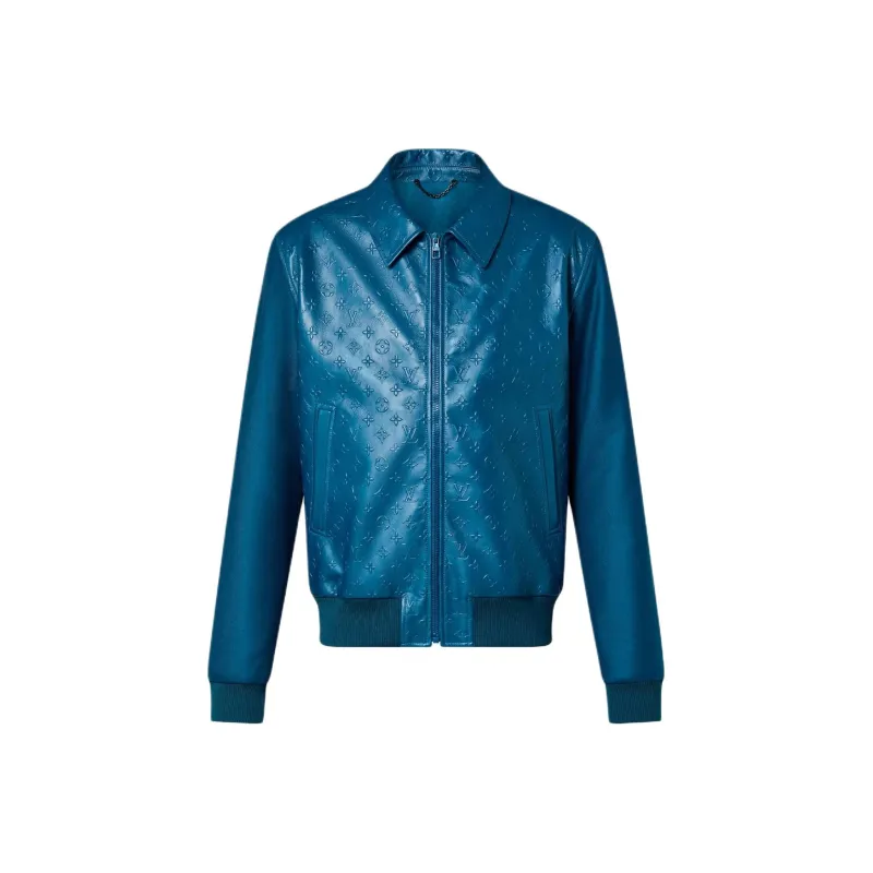 LOUIS VUITTON Leather Jacket Men's Sea Blue-0