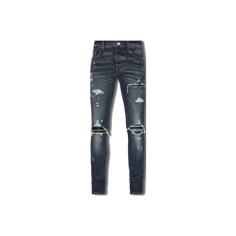 AMIRI Logo Distressed Skinny Jeans-0