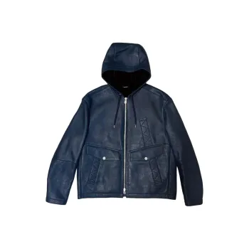 HERMES FW23 Leather Jacket Men's Dark Blue