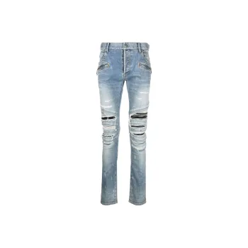 BALMAIN Ribbed Patch Slim Jeans