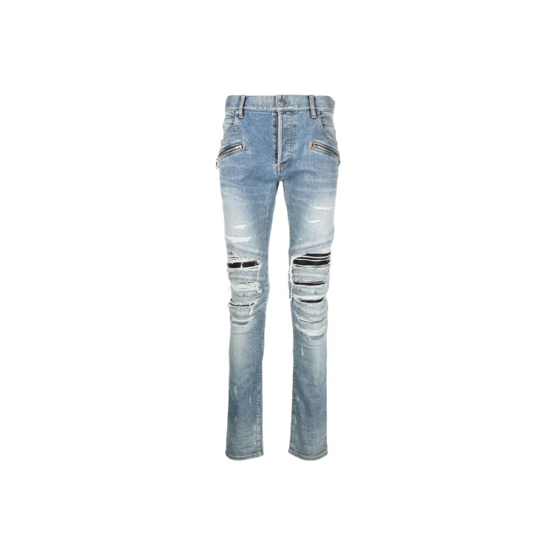 BALMAIN Ribbed Patch Slim Jeans-0
