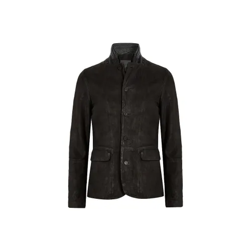 ALLSAINTS Leather Jacket Men's Smoke Gray