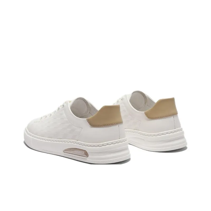 BELLE Anti Slip Wear Resistant Low Top Skateboard Shoes Men's White/Apricot-4