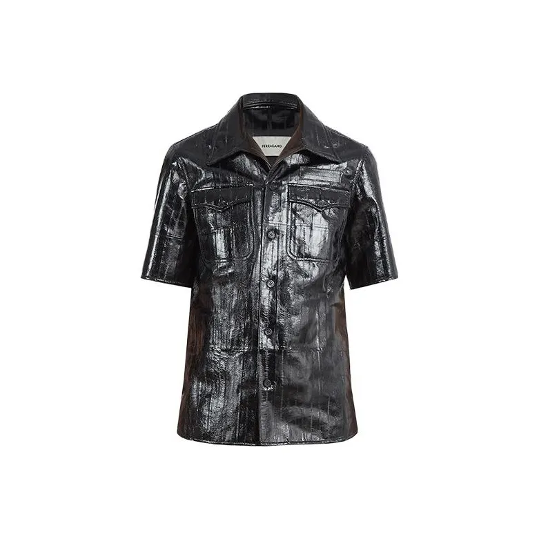 Ferragamo Leather Jackets Men Black-0