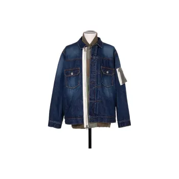 Sacai Layered Effect Buttoned Denim Jacket