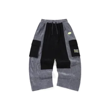 GENANX Straight Casual Pants Unisex Gray Blue