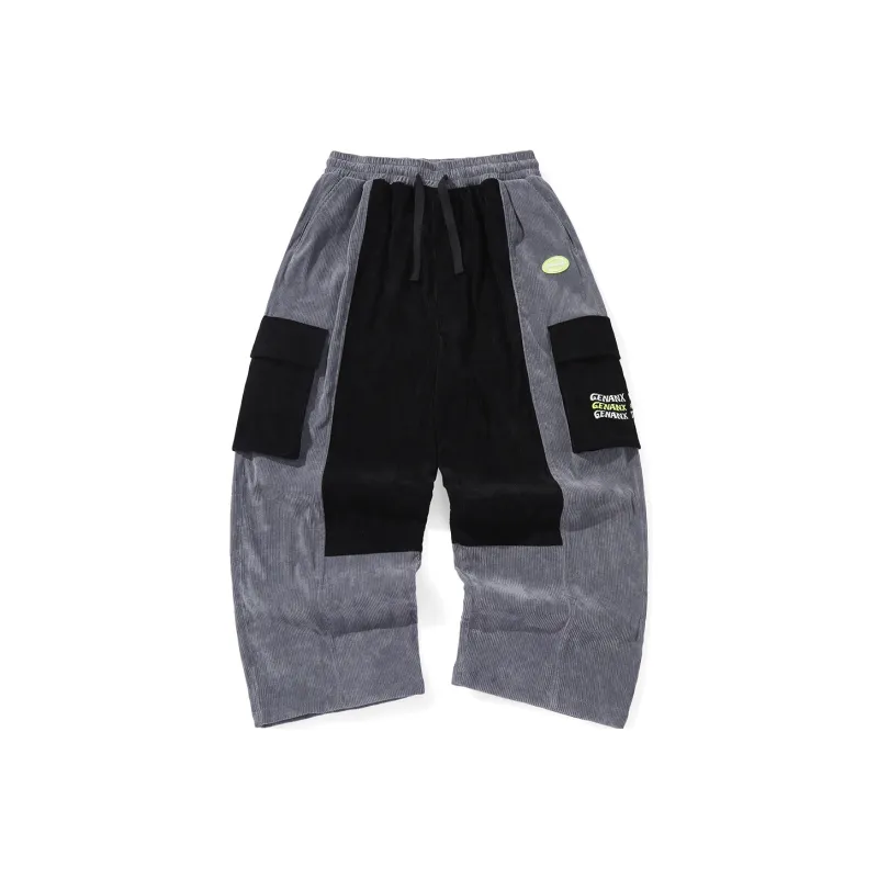 GENANX Straight Casual Pants Unisex Gray Blue-0