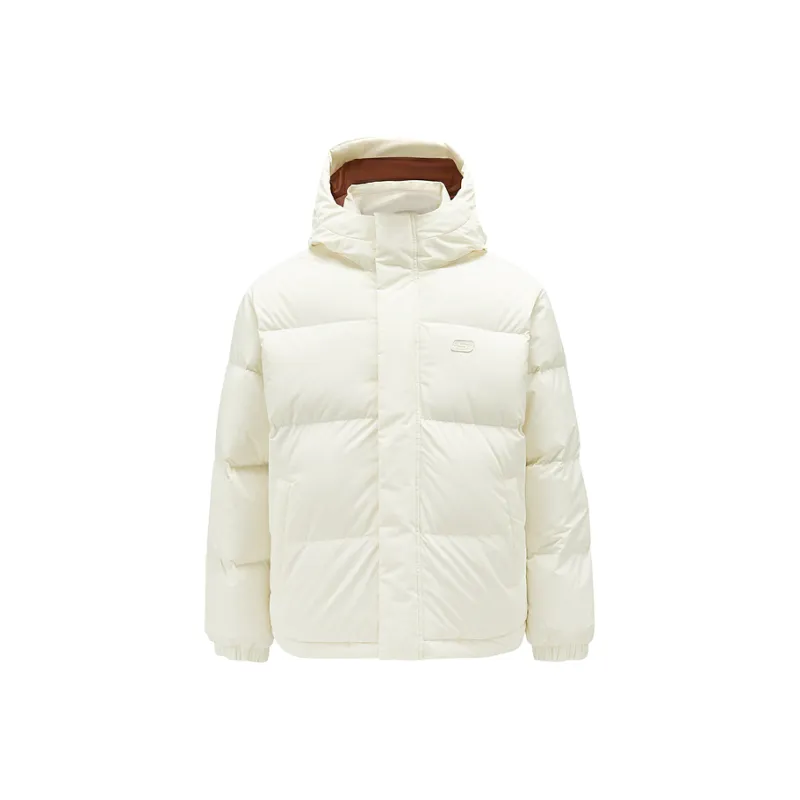 Skechers Down Jacket Unisex Cream Beige White-0