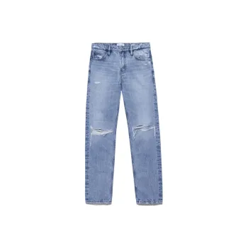 FRAME Distressed Straight Leg Jeans