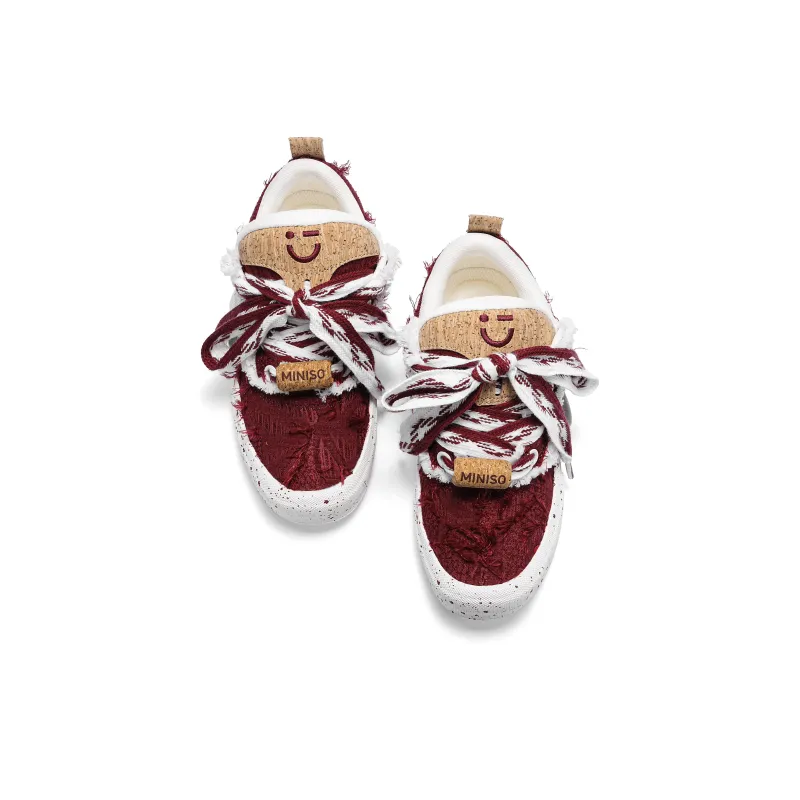 MINISO Skateboard Shoes Unisex Burgundy-3