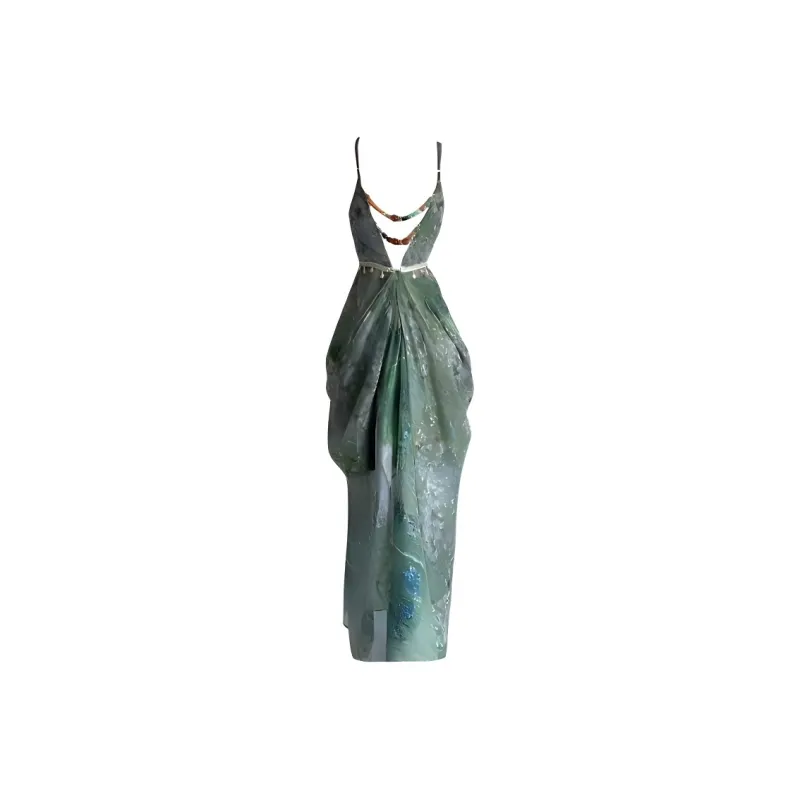 DOSOHEB Slip Dress Women's Green-1