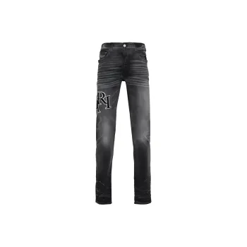 AMIRI Logo-Embroidered Distressed Skinny Jeans