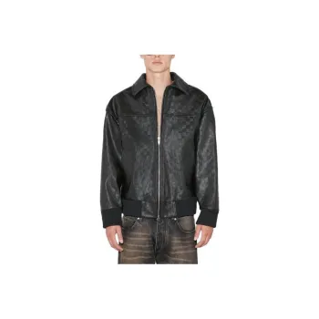 Misbhv Monogram Embossed Bandit Leather Jacket