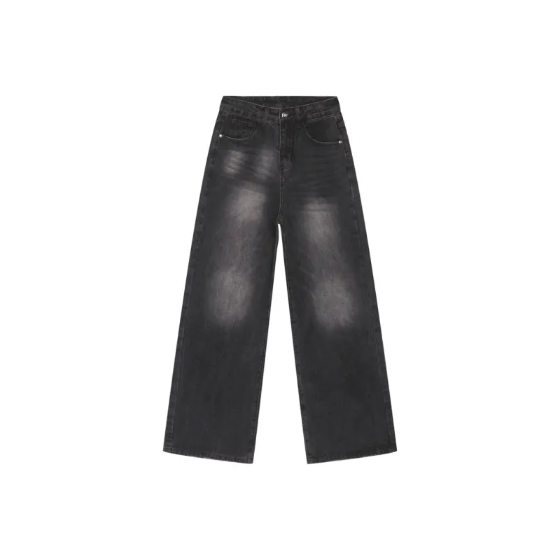 Voguo Relay Baggy Jeans Extended Length Floor Length Wide Leg Pants Unisex Vintage Dark Blue-2