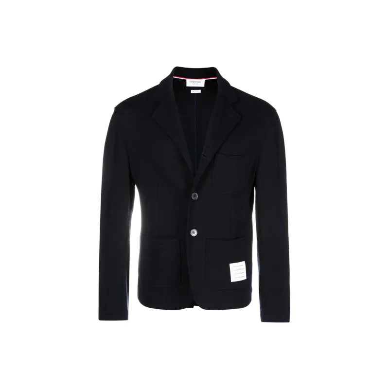 THOM BROWNE Logo Patch Single Breasted Blazer-0