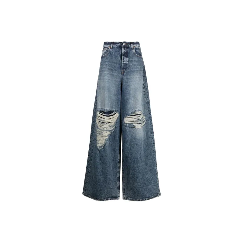 Vetements Distressed Wide leg Jeans-0
