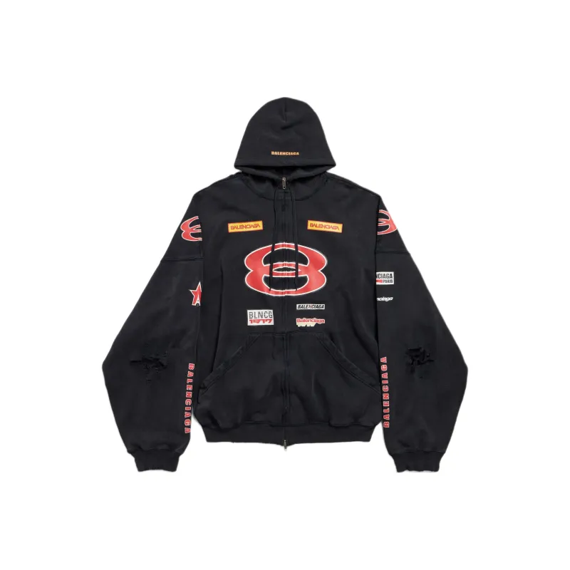 Balenciaga Sponsor Logos Zip Up Hoodie-0