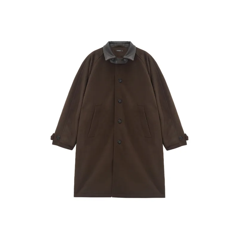 UNVESNO Trench Coats Unisex Dark Brown-0
