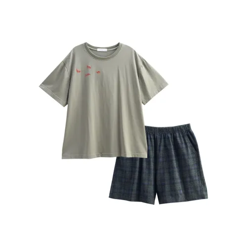 Same Language Pajama Set Women's Army Green · Ocean Cyan Plaid