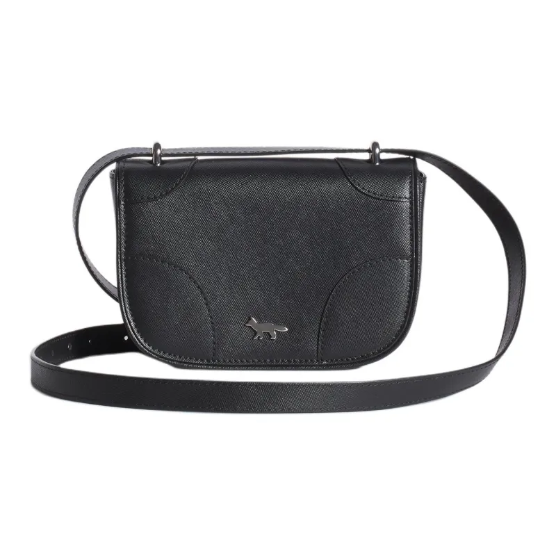 Maison Kitsune Cow Leather Shoulder Bag Mini Women's Black-2