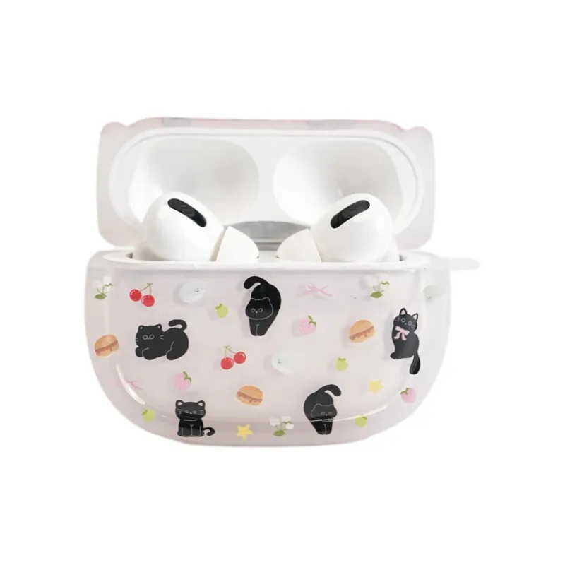 Sopi Compatibility With Apple AirPods 4/2/3/4th Generation/AirPods Pro/Pro 2 TPU Cake Cherry Kitten Headphone Cases-2