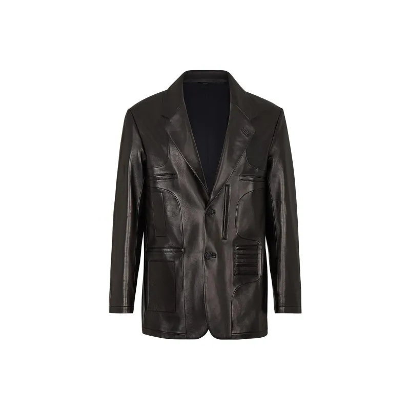FENDI Leather Jackets Men Black-0