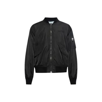 VERSACE Logo Embroidered Zip Up Bomber Jacket