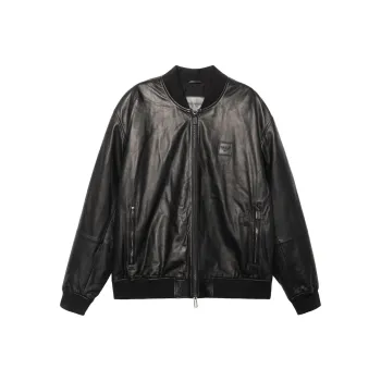 EMPORIO ARMANI FW22 Leather Jacket Men's Black