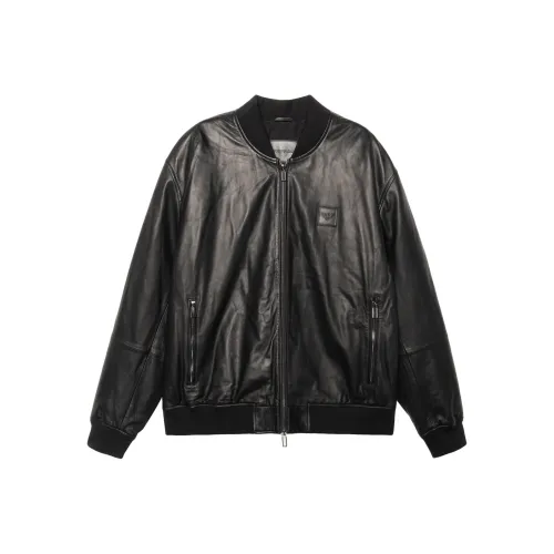 EMPORIO ARMANI FW22 Leather Jacket Men's Black