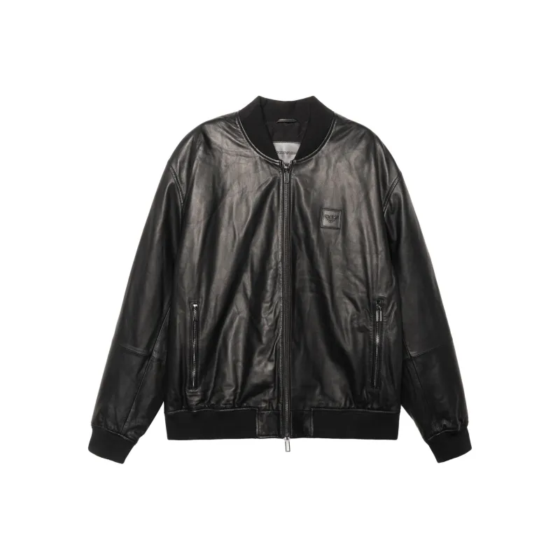 EMPORIO ARMANI FW22 Leather Jacket Men's Black-0